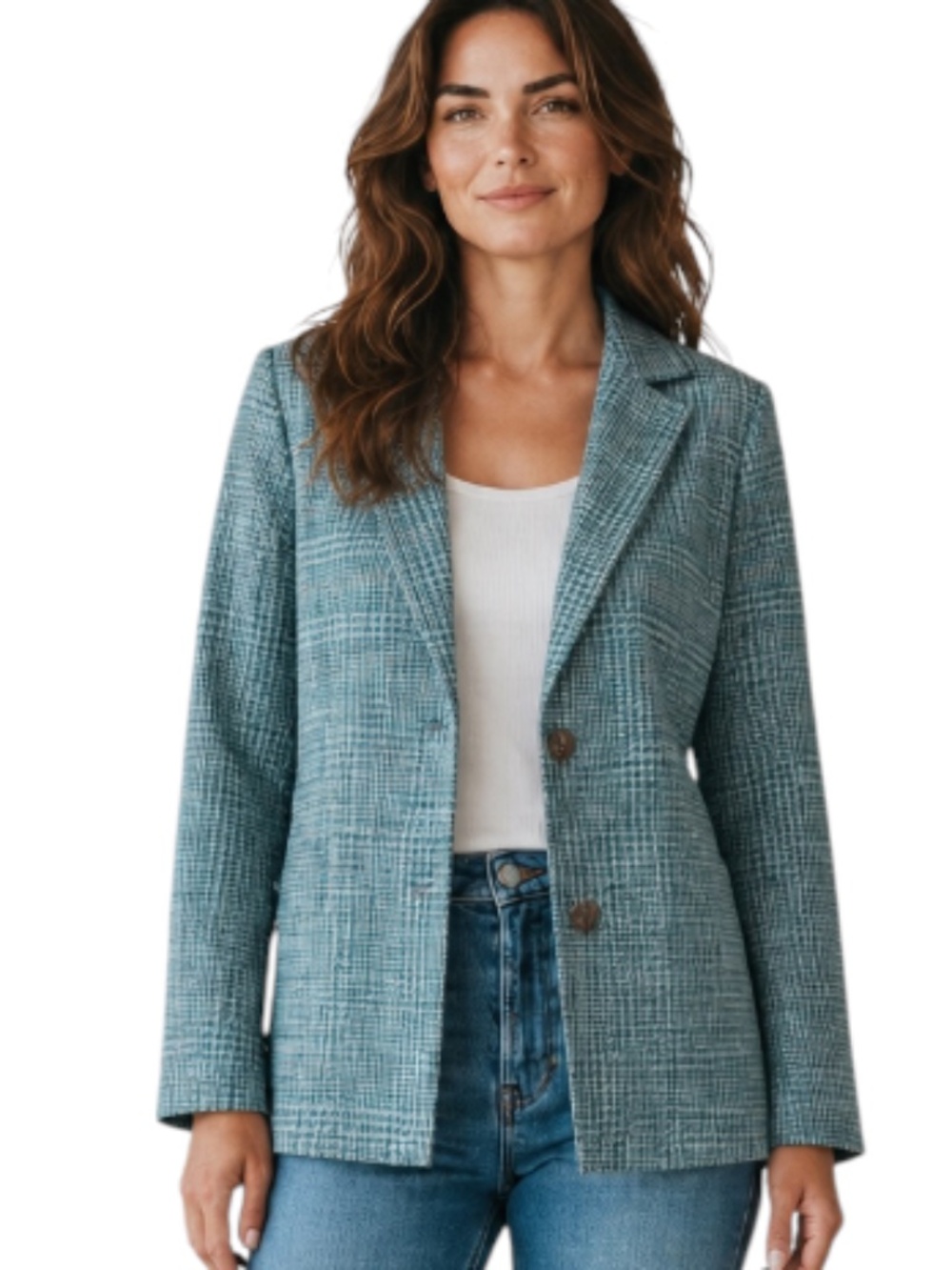 Vintage Sears Houndstooth Plaid Knit Blazer Jacket